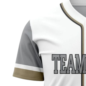 Camiseta de Béisbol Personalizada para Hombre, con Botones, en Oro Blanco, Transpirable, Uniforme Deportivo para Equipos de Softbol - Product Image 4