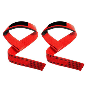 Sangles de musculation en coton rouge de qualité supérieure pour les tractions lourdes, sangles de soutien du poignet réglables pour la remise en forme et l'entraînement - Product Image 1