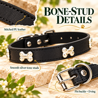 Collier pour chien réglable en cuir PU avec clous en métal, boucle à ardillon et anneau en D, S-XL