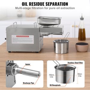 Pressa per Olio Elettrica in Acciaio Inox 700W, Temperatura Costante 140°C/284°F, Estrattore d'Olio a Pressione a Caldo, Nuova Condizione - Product Image 4