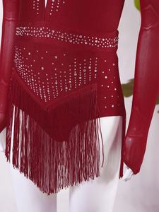 6-16 Disfraces de borlas <span class=keywords><strong>para</strong></span> niñas, leotardo de manga larga <span class=keywords><strong>para</strong></span> baile latino Cha-Cha <span class=keywords><strong>Tango</strong></span>, clase de baile, competición, puesta en escena - Product Image 5