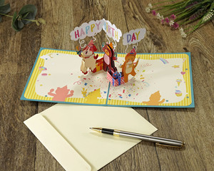 Lujo hecho a mano divertido 3D Popup Animal tarjetas de felicitación caja de papel estilo artesanía tarjetas de regalo cumpleaños de los niños fabricado Feliz cumpleaños - Product Image 4