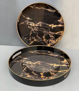 Plateau de présentation rond moderne en bois émaillé pour petit-déjeuner et apéritifs - Réutilisable, compatible lave-vaisselle, écologique pour les fêtes - Product Image 2