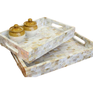 Bandeja de Lujo con Incrustaciones de Nácar, Hecha a Mano, Rectangular, con Mosaico de Conchas de Nácar, Bandeja Decorativa para Servir en Mesa de Centro o Otomana - Product Image 5