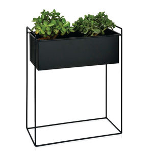 Modern Black Metal Planter Stand <b>Rectangular</b> Flower <b>Pot</b> Box Trough Indoor Outdoor Garden Living Room Home Decoration Planters - Product Image 1
