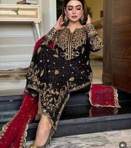 Salwar Kameez indien pakistanais de créateur, robe de Bollywood, tenue de soirée, costume de mariage, broderie de paillettes, léger, 3 pièces - Product Image 5