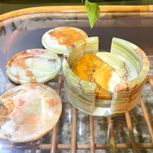 OEM Luxury <b>Marble</b> Onyx Modern Kitchen Coasters & Mats Set with Holder-Big Slab Durable Eco-Friendly - Product Image 4