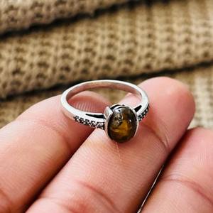 Latest Dainty Tiger Eye Brass Boho <b>Ring</b> <b>Silver</b> Plated Vintage <b>Ring</b> Tribal <b>Solitaire</b> Fashion Wholesale Gemstone <b>Ring</b> For Women - Product Image 4