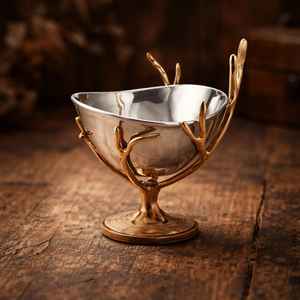 Cuenco Decorativo de Metal con Diseño de Rama de Árbol Dorada, Centro de Mesa para Decoración del Hogar - Product Image 1