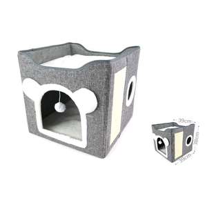 Nichoir d'hiver pliable pour chat, abri intérieur chaud et doux avec design simple, grotte en peluche pour animaux de compagnie - Product Image 3