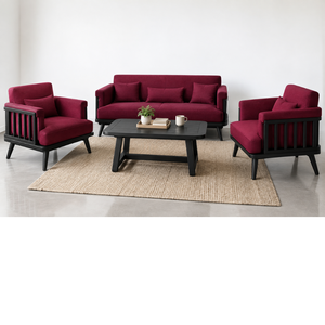 Juego de Sofás Modernos de Madera Maciza con Sillones y Mesa de Centro para Hotel, Villa, Resort, Sala de Estar - Product Image 3
