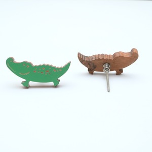 Poignées de tiroir en bois vert modernes faites à la main en forme de crocodile pour commodes d'enfants, multicolores, durables, installation facile - Product Image 6