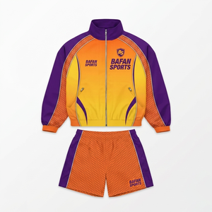 Women Hooded Windbreaker Shorts Set 120 GSM Premium Polyester <b>Grey</b> Contrast Paneling Custom Heat Transfer Logo plus size - Product Image 6