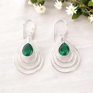 Emerald <b>Green</b> <b>Earrings</b> Sterling Silver Jewelry Dangle <b>Earrings</b> Women Jewelry Gift Fashion Elegant Handmade Accessories - Product Image 4