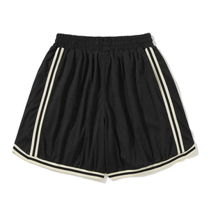 Custom Basketball Shorts <b>Black</b> Elastic Waist Breathable 100% Polyester Knitted Athletic for Men Streetwear - Product Image 2