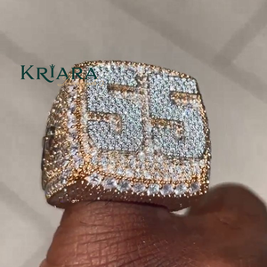 Anillo de Diamante Cultivado en Laboratorio para Hombre, Plata 925, Oro Sólido de 18K, Chapado en Oro Rosa, Corte Brillante Redondo, Estilo Hiphop, Uso Diario - Product Image 2