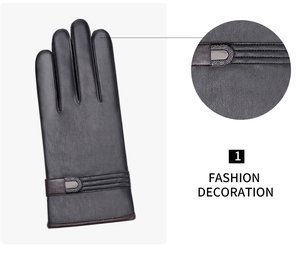 Guantes de carreras de motos, guantes de cuero con dedos completos y correa ajustable para la muñeca, para uso en invierno con pantalla táctil, unisex - Product Image 6