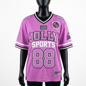Womens Football Jersey 180 GSM Premium Polyester <b>Mesh</b> Pink Black White Custom Rhinestone Sublimation Logo Women Football Jersey - Product Image 1