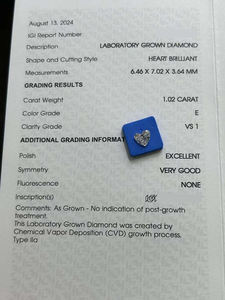 Diamants blancs cultivés en laboratoire en forme de cœur certifiés IGI 1,53 ct/1,02 ct, pureté VVS, diamants en vrac pour bijoux, diamant de laboratoire CVD - Product Image 5