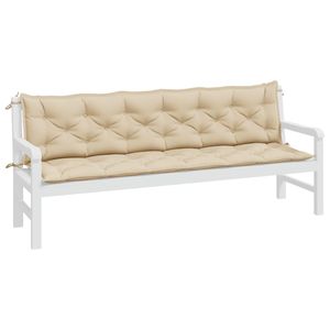 Ensemble de 2 coussins de banc de jardin en tissu Oxford beige, 100% polyester, accessoire pour banc de patio - Product Image 3
