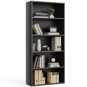 Estantería Ajustable de 5 Niveles, Librería de Pie para Almacenamiento en el Hogar u Oficina, Color Negro - Product Image 1