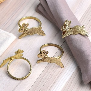 Vintage Gold Brass Bunny <b>Napkin</b> Rings Set For <b>Easter</b> Table Decor Elegant Leaping Rabbit Metal <b>Napkin</b> Holder - Product Image 5