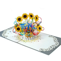Arte en papel hecho a mano flor gracias tarjetas 3D bajo petición personalizada hecho en Vietnam HMG al por mayor