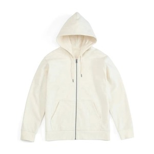 Men's <b>Navy</b> Blue Hooded Zip-Up <b>Sweatshirt</b> Regular Fit Solid Color Casual Cotton French Terry Autumn Wear - Product Image 2
