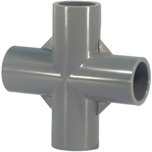 Conector Cruzado de PVC de 4 Vías y 20A para Tratamiento de Agua Kansaikako, para Ramificación de Tuberías, Hecho en Japón, Modelo KJ-026-020 - Product Image 1