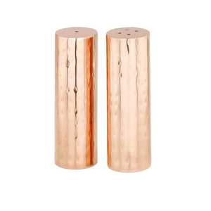 Skies Trader Hammered Rose Gold <b>Salt</b> and Pepper Shakers Set Modern Cylindrical Metal Cruet Restaurant Spice Dispenser - Product Image 1