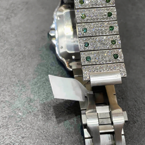 นาฬิกาหรูหราประดับเพชรโมอิสซาไนต์ VVS แบบอัตโนมัติ ขอบหน้าปัดสีเขียวมะกอก ตัวเลขโรมัน ตัวเรือนทรงเหลี่ยม เครื่องประดับฮิปฮอป NYC ระบบจักรกล - Product Image 5