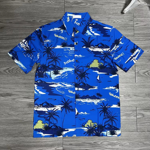 Men's Blue Short Sleeve Hawaiian <b>TShirt</b> With Palm Tree Print Regular Fit Casual Wear - Product Image 1