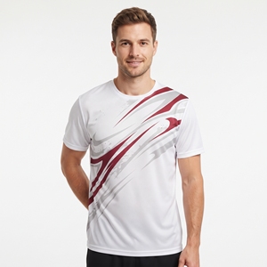 เสื้อยืดกีฬาผู้ชายแบบซับลิเมชั่น พิมพ์ลายทั้งตัว ระบายอากาศได้ดี เหมาะสำหรับการฝึกซ้อม - Product Image 1