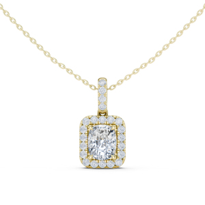 14K Yellow Gold <b>Cushion</b> & <b>Round</b> Lab-Grown Diamond Pendant for Women | Engagement | New Grown Diamond - Product Image 1