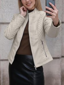 <b>Women</b> <b>Lightweight</b> Faux Leather Bomber <b>Jacket</b> Slim Fit with Zip Pockets OEM Custom Bulk - Product Image 2