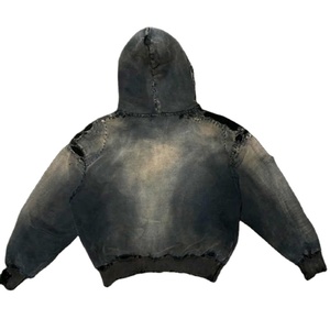 Sweat à capuche d'hiver pour homme, 100% coton, épais, surdimensionné, déchiré, style streetwear, effet délavé soleil, vieilli, vintage, personnalisé - Product Image 2