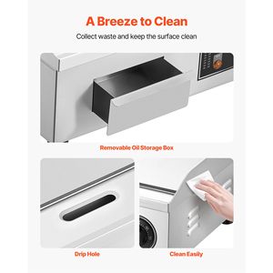 Piastra Elettrica Commerciale 45 x 30 cm 1750W 122-570 Gradi F Controllo Temperatura Regolabile Acciaio Inossidabile da Banco USA - Product Image 6