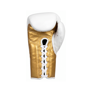 Askar Boxing Gloves <b>White</b> <b>White</b> Gold Sublimation Print <b>Laces</b> Closure Breathable Training Gloves for Adults - Product Image 3
