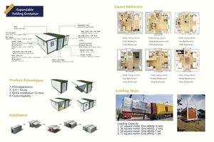 Maison conteneur préfabriquée pliable à double aile extensible de 20 pieds, design moderne du milieu du siècle, pour bureau, bâtiment scolaire, 2 chambres - Product Image 6