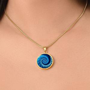 Elegante Colgante Espiral de Fibonacci Chapado en Oro sobre Plata 925, Joyería Fractal de Geometría Sagrada, Regalo para Hombres y Mujeres - Product Image 2