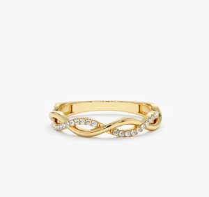 แหวนวินเทจประดับเพชรหลายเม็ดทรงบริลเลียนต์เคลือบทอง 14KT แท้ รับรองโดย IGI สำหรับผู้หญิง แฟชั่นทันสมัย - Product Image 1