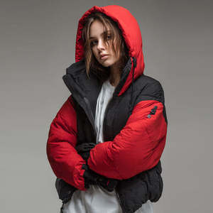 Chaqueta de plumón para mujer, ligera, acolchada, para invierno, con cuello alto. - Product Image 3