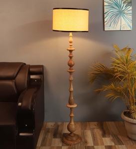Lámpara de Pie de Lujo Ecológica con Pantalla de Tela Metálica Beige y Base de Madera, OEM ODM, Bajo MOQ, Precio de Fábrica, Venta al por Mayor, Suministro a Granel, Sympathy - Product Image 6