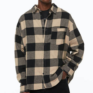 Camisa de Franela a Cuadros para Hombre, 100% Algodón, Manga Larga, Transpirable, Antiarrugas, Estilo Casual con Botones, Último Diseño - Product Image 1