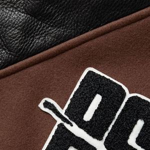 แจ็คเก็ตวาร์ซิตี้ผู้ชายแบบใหม่ คุณภาพสูง ปักลายเชนิลล์ PU แขนหนัง สำหรับฤดูหนาว สไตล์เบสบอล ตัวเสื้อแบบติดตัวอักษร คอตั้ง - Product Image 4