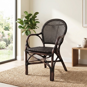 Nouveau fauteuil en rotin noir classique, moderne et minimaliste, pour la maison, la vente en gros, le salon, la salle à manger, le jardin, la terrasse, la mer - Product Image 5