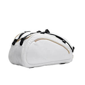 Sac de voyage élégant pour raquettes de tennis et de badminton, design blanc et or, avec cadre moulé, pour équipement de raquette - Product Image 3