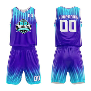 Conjunto de Camiseta de Baloncesto con Degradado, Cuello en V, Sin Mangas, Poliéster que Absorbe la Humedad, Unisex para Adultos, Todas las Temporadas, Impresión Sublimada - Product Image 5