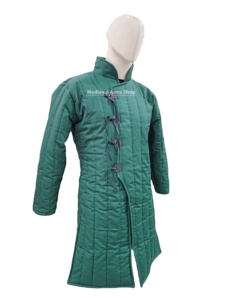 Handmade Medieval Green Gambeson Full Sleeve Cotton Padded Armor Coat for Reenactment Halloween Christmas Easter Party <b>Costume</b> - Product Image 4