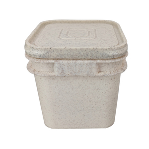 Seau en plastique carré biodégradable de qualité alimentaire avec couvercle et poignée - Product Image 1